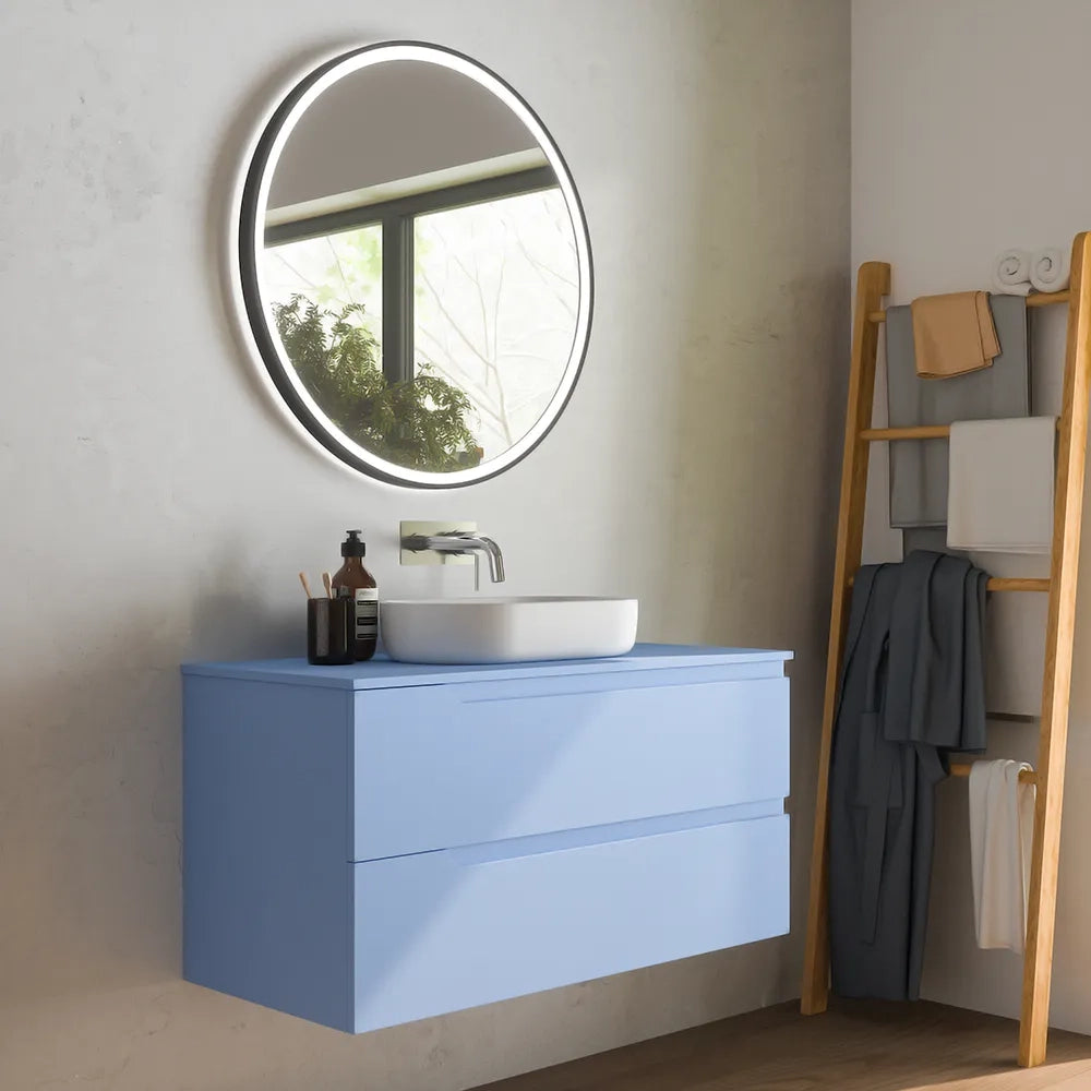 Mobile bagno sospeso 60 cm due cassetti carta da zucchero con top | Ardenne