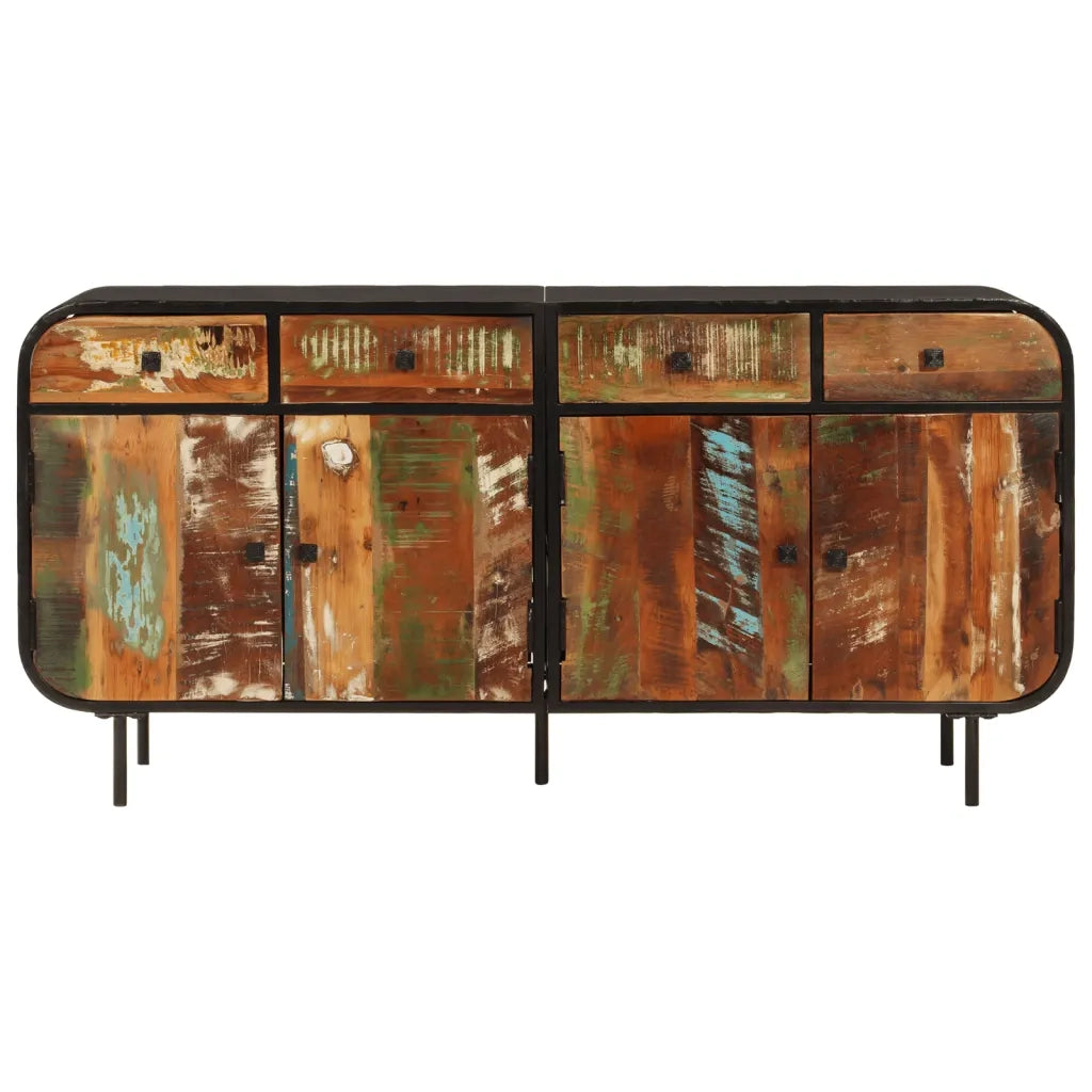Credenza 140x35x70 cm in Legno Massello di Recupero e Metallo