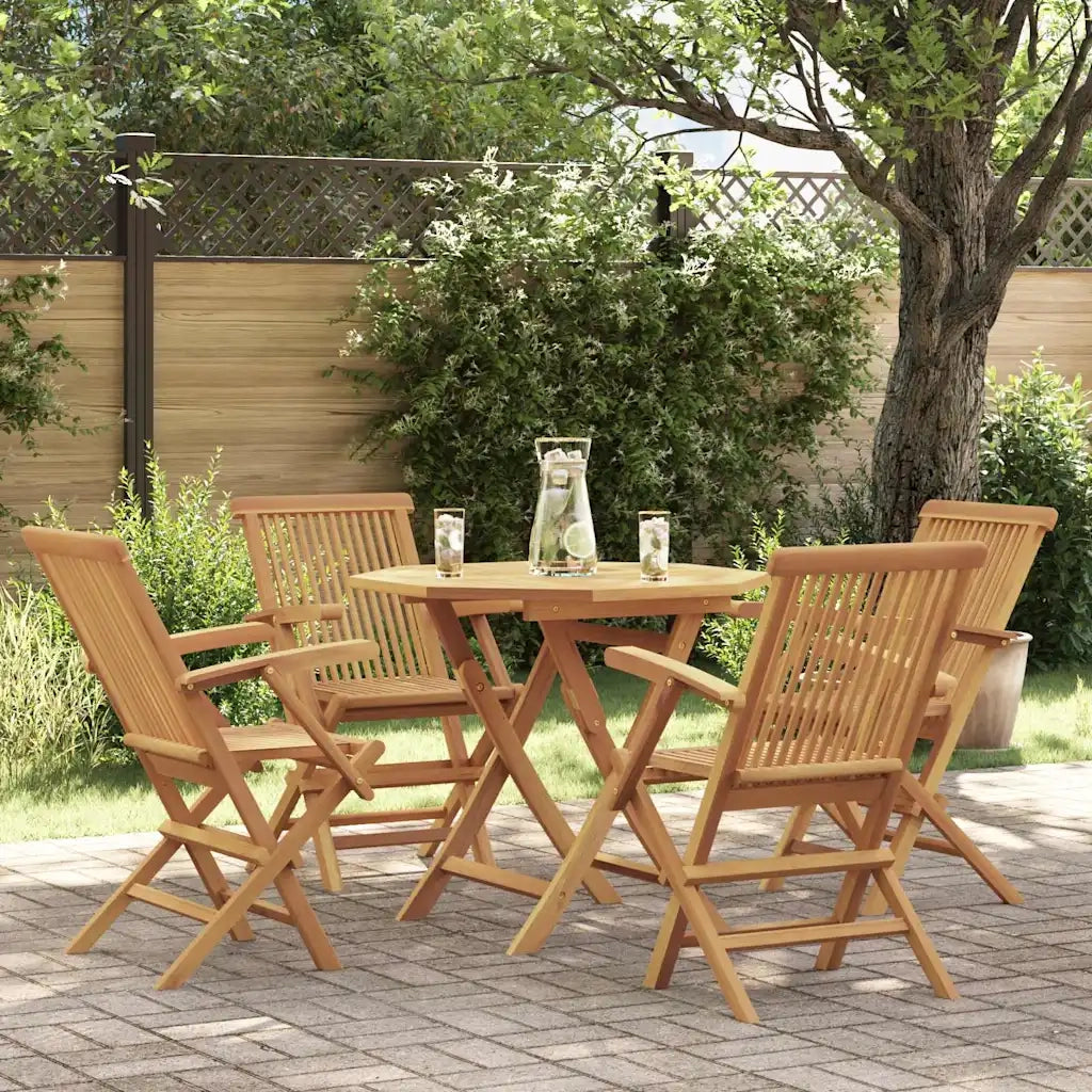 Set da Pranzo da Giardino 5 pz in Legno Massello di Teak 3059582