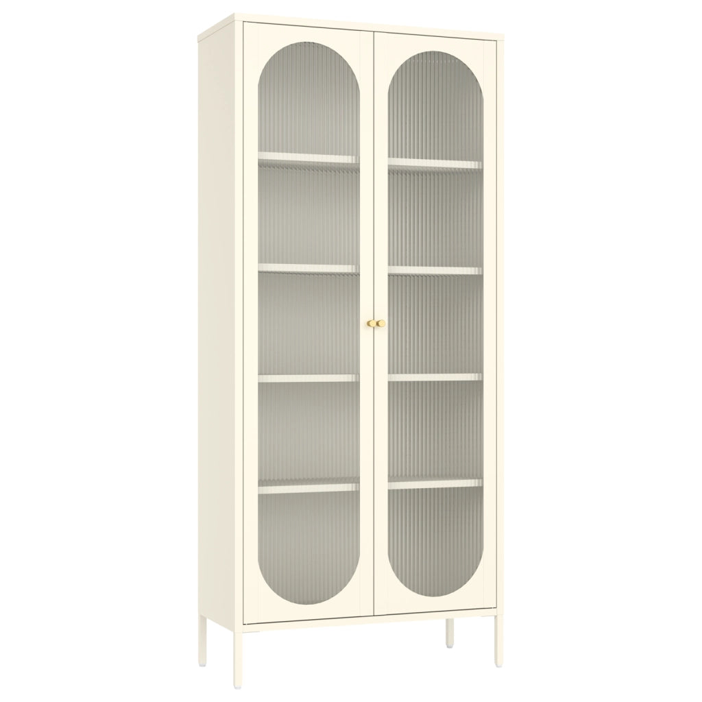 Armadio bianco in metallo e vetro 180 cm YASMINE