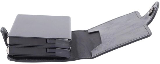 Supporto per Carte con Doppio Supporto - Supporto per Carte con Molteplici Cesti - Materiale: Alluminio PU - Antidistorsione - Resistente ai Contatti - Finestra in Pelle Luxe - Portafoglio per Carte