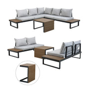 Set mobili da giardino MARBELLA con divano angolare e tavolino grigio