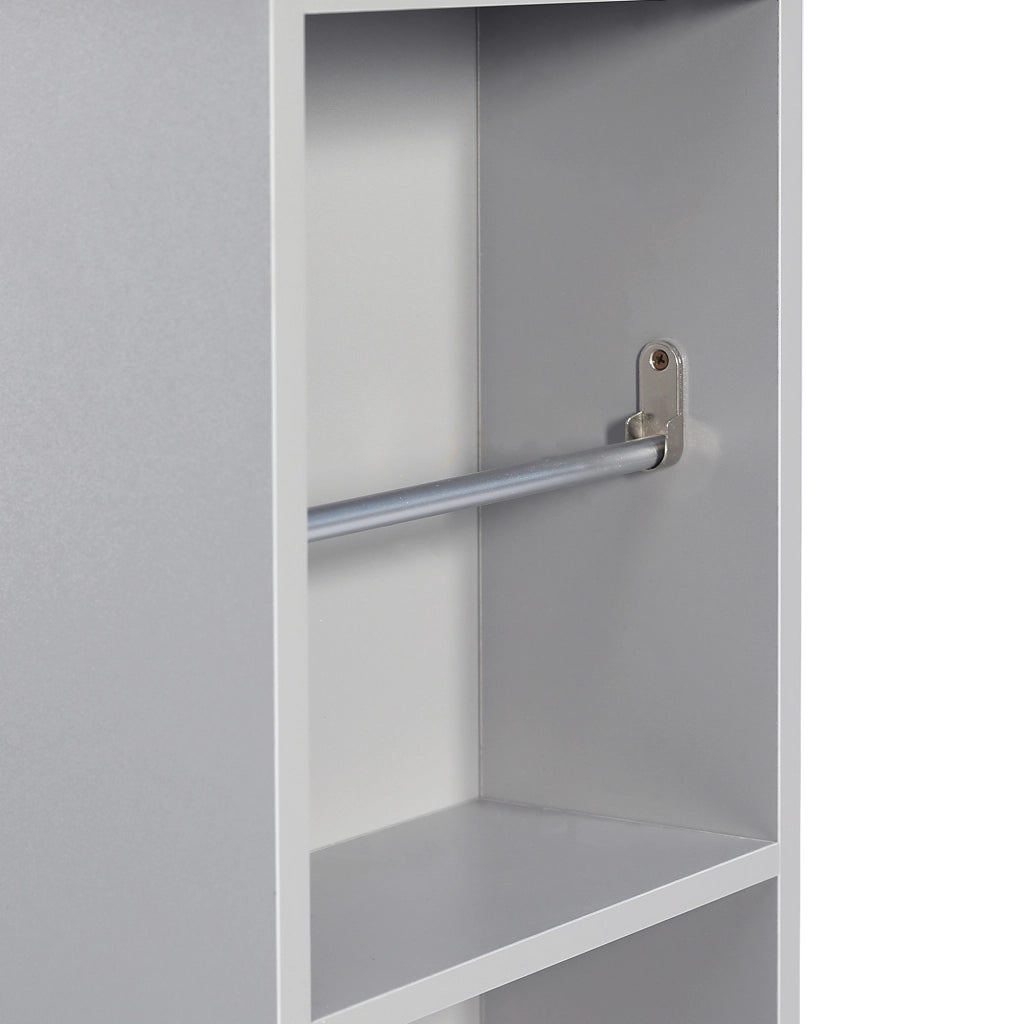 Mobile sotto lavabo 55 cm con lavabo in ceramica, porta carta igienica removibile, finitura grigio MDF, soft-close