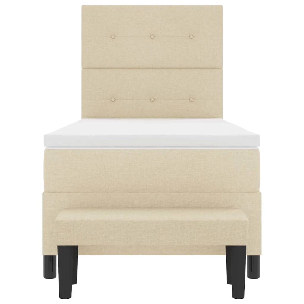 Letto a molle con testiera Crema 80 x 200 cm Tessuto 3344028
