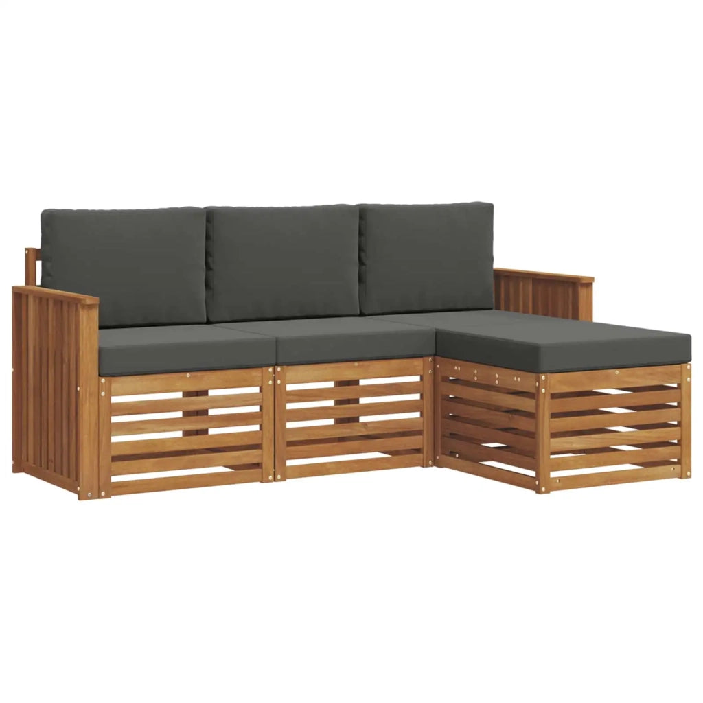 Set di divani da esterno con cuscino 4 pcs Naturale e Antracite