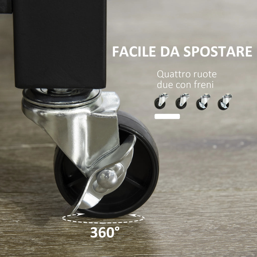 EasyComfort Carrello da Cucina Portavivande con Cassetto, Mensole, Armadietto e 4 Ruote, Legno Truciolare, 60x50x84.5cm, Quercia