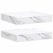 2 pz Scaffale da parete | Ripiano a parete | Mensola a parete Marmo Bianco 23 x 23,5 x 4 cm