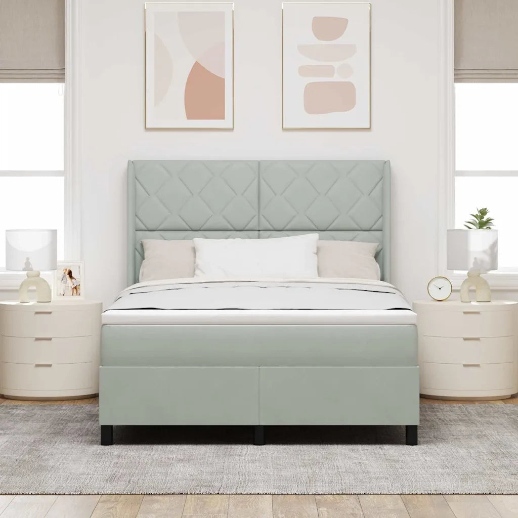 Letto a molle con testiera Grigio chiaro 140 x 200 cm Velluto 3343922
