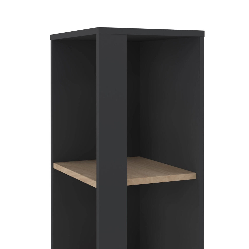 Libreria Baaz, Scaffale da ufficio, Mobile portalibri, Biblioteca, 41x34 h205 cm, Rovere e Grigio