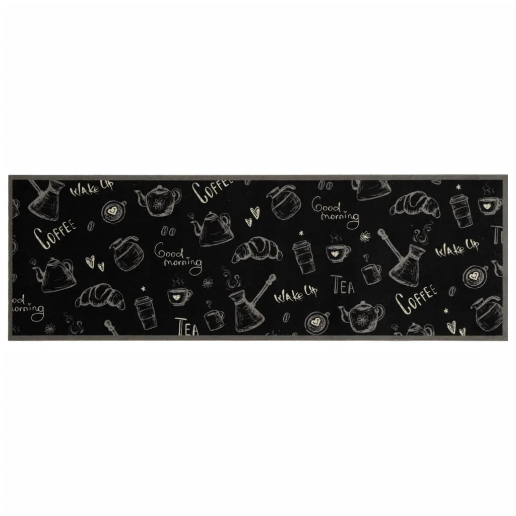 Tappetino da cucina lavabile con stampa elegante 180 x 60 cm antiscivolo flessibile velluto nero 02_0056424