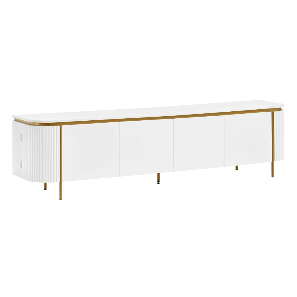 Mobile porta TV 180x38x46 cm con sei ante e passacavi in MDF bianco
