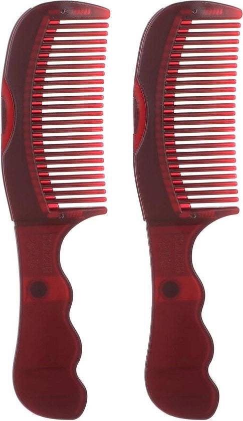 Set di due kamme per la cura dei capelli con denti spaziati per la pulizia del capo e del rostro, riduce la seborrea, adatto a tutti i tipi di capelli.