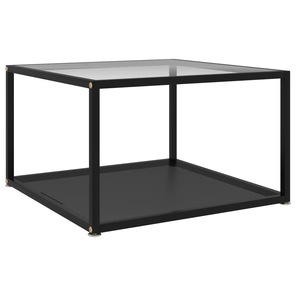 Tavolino da Salotto Trasparente e Nero 60x60x35cm in Vetro Temperato