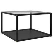 Tavolino da Salotto Trasparente e Nero 60x60x35cm in Vetro Temperato