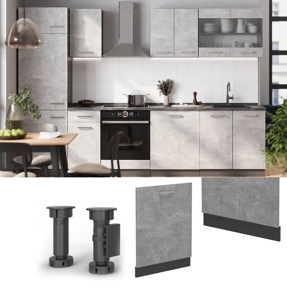 Pannello frontale della lavastoviglie R-Line Calcestruzzo/Antracite 60 cm senza piano di lavoro Vicco