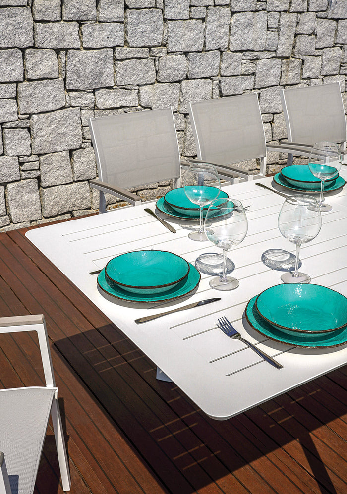 Tavolo Allungabile da Giardino 200/300x102x75 cm Porto Ercole in Alluminio Bianco