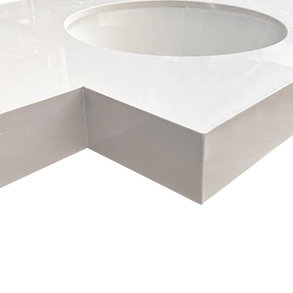 Lavabo da incasso YJ12250 con top in pietra sinterizzata e vasca in ceramica bianco lucido