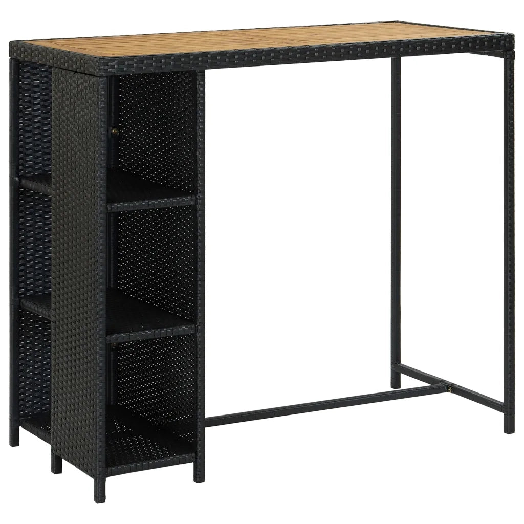 Set da Bar da Giardino 5 pz | Set Salotto da Giardino con Cuscini in Polyrattan Nero