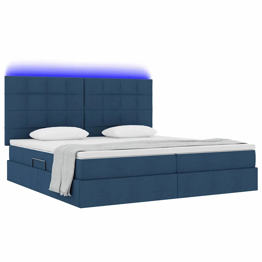 Letto con contenitore e LED con led Blu 200 x 200 cm Poliestere