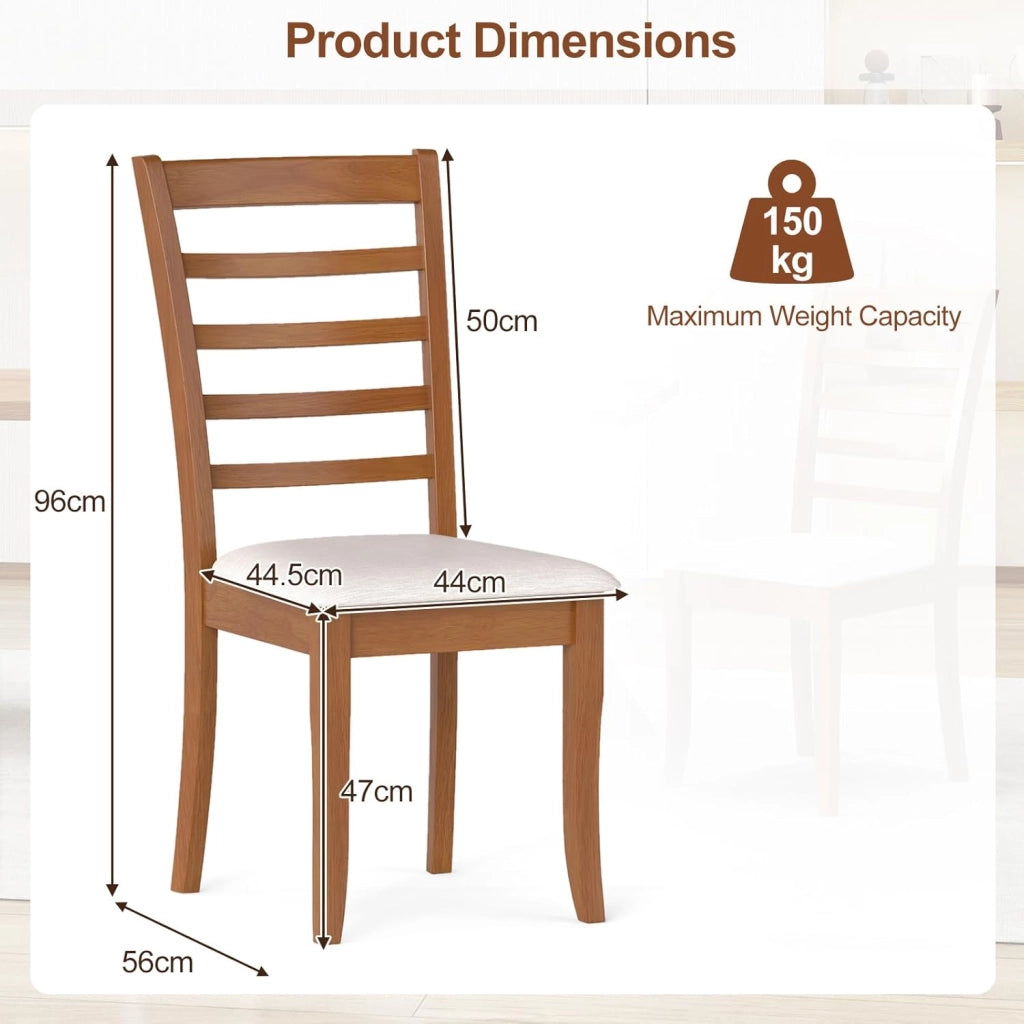 Set di 2/4 Sedie da Pranzo con Gambe in Legno di Gomma, Sedile Imbottito, Schienale Alto, Sedie Laterali Imbottite senza Braccioli per Sala da Pranzo, Cucina e Soggiorno (Beige)