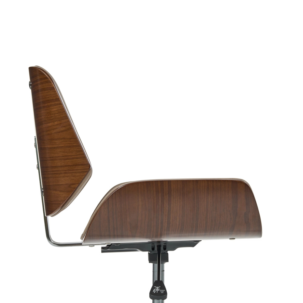 Sedia da ufficio ecopelle beige e legno scuro arredamento da ufficio elegante