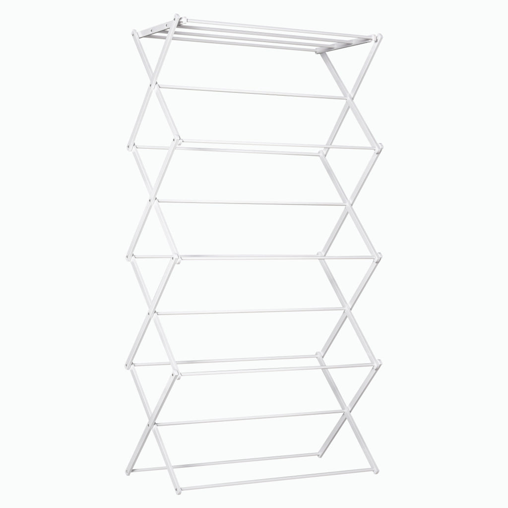 Stendibiancheria pieghevole a torre 8 livelli ¨C zephmum ¨C metallo plastica bianco 74x35x144 cm