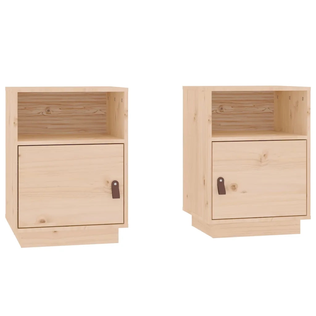 Set di 2 Comodini | Armadio da Notte | Mobiletto da notte 40x34x55 cm in Legno Massello di Pino