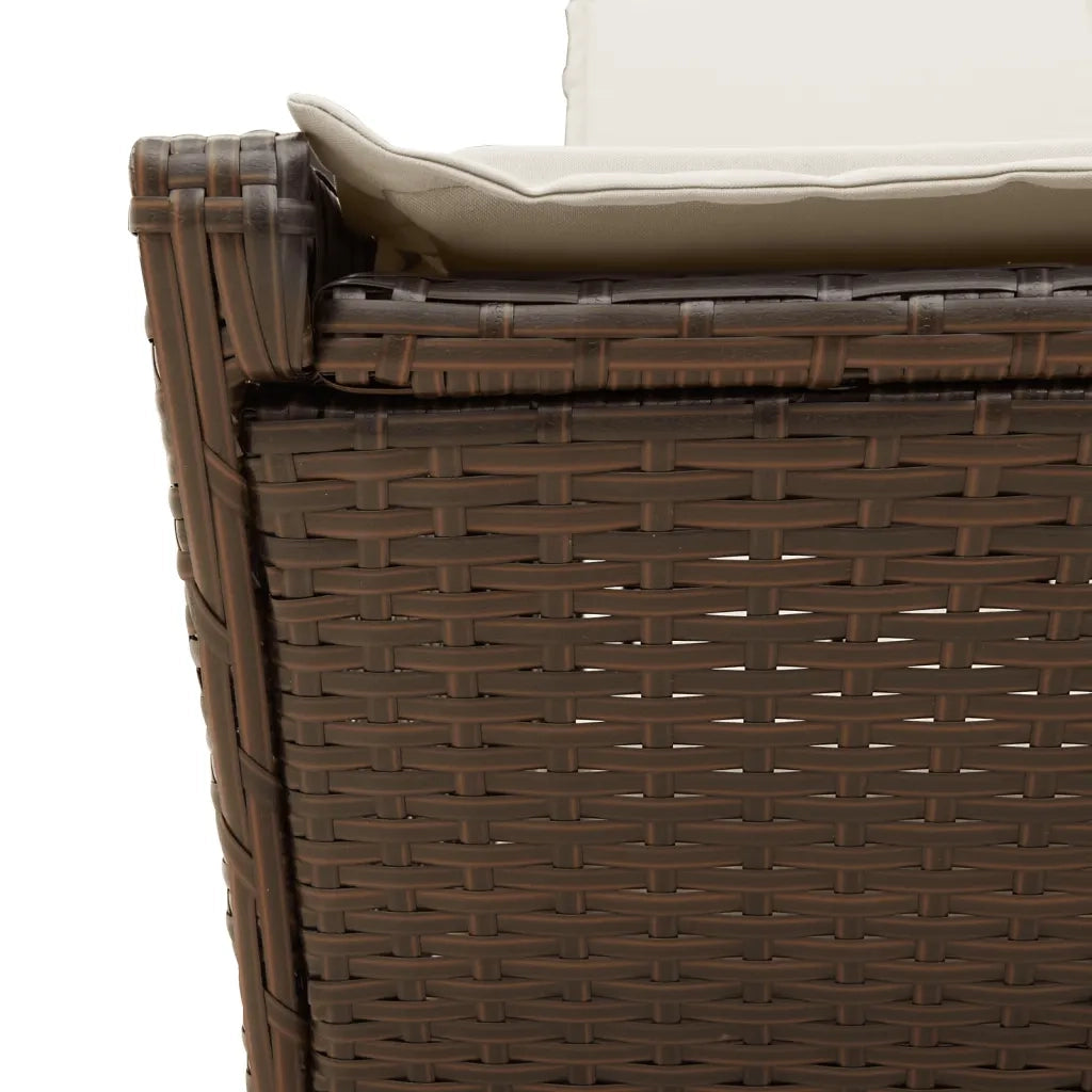 Lettino Prendisole | Sdraio da giardino | Lettino da sole con Cuscini Marrone in Polyrattan