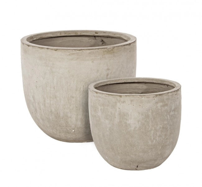 Set 2 Vasi Cement Basso Sabbia