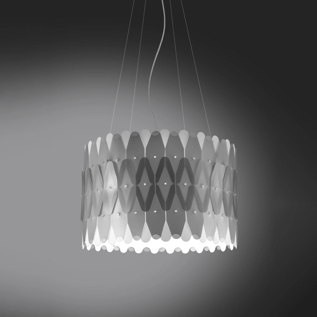 Sospensione Moderna Amanda Polilux ® Argento E Metallo Cromo 1 Luce E27 D50Cm