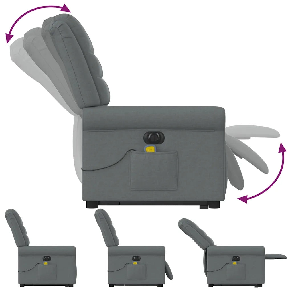 Poltrona Alzapersona Massaggi Elettrica Grigio Scuro Tessuto 3303345