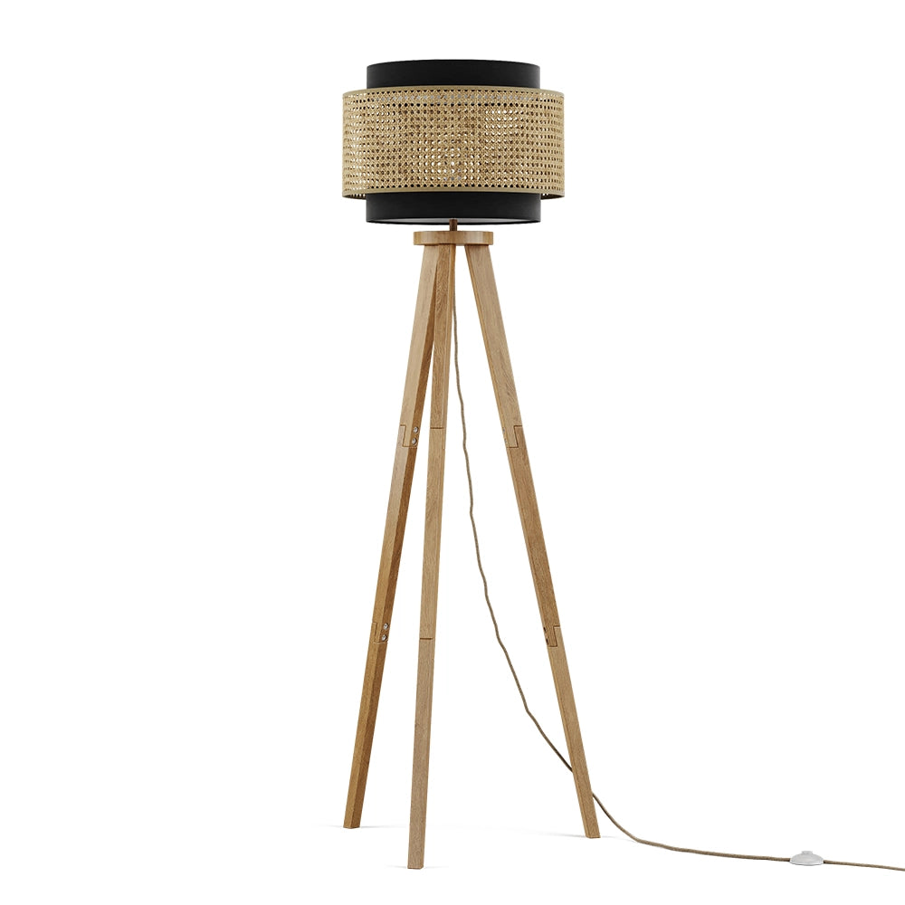 Vicco Lampada da terra Rattan/nero 45 x 142 cm