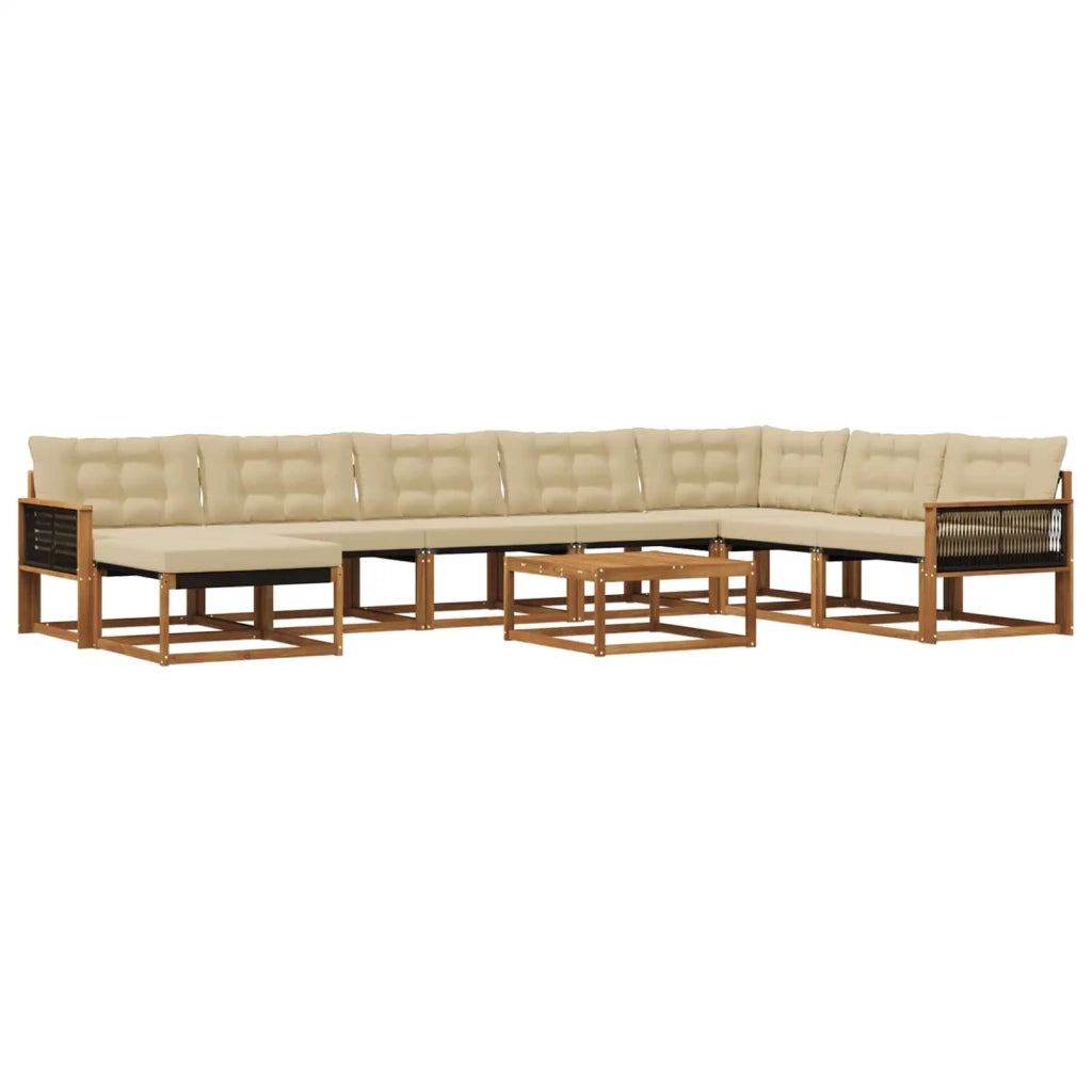 Set di divani da esterno con cuscino 9 pcs Naturale e Beige