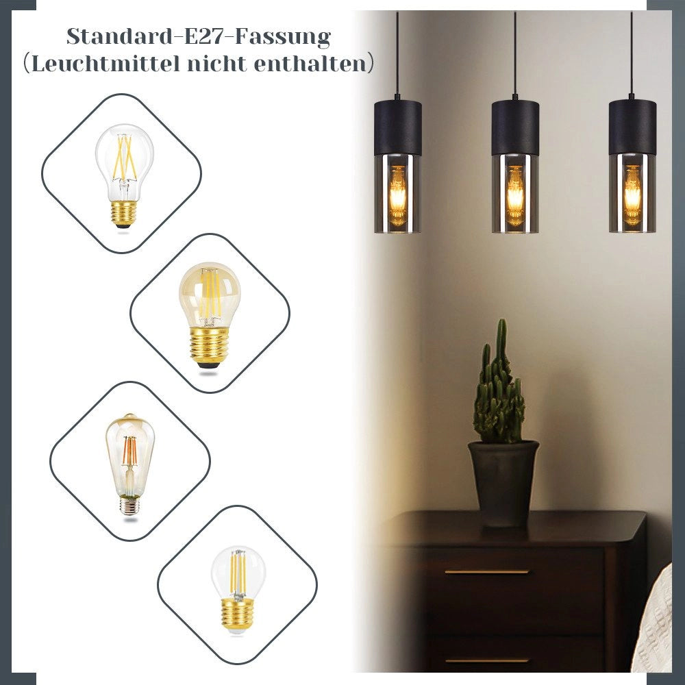 Lampada a sospensione ZMH per tavolo da pranzo E27 - moderna lampada a sospensione a LED orientabile a 3 luci