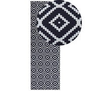 Tappeto passatoia in poliestere bianco e nero 80 x 240 cm decorazioni moderne per soggiorno e camera da letto