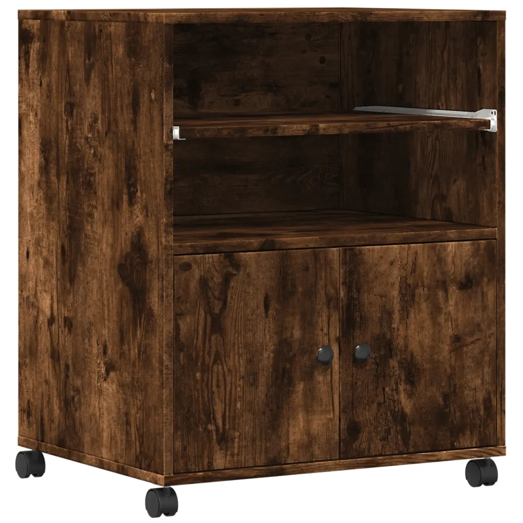 Supporto per Stampante con Ruote Rovere Fumo 60x48x74 cm
