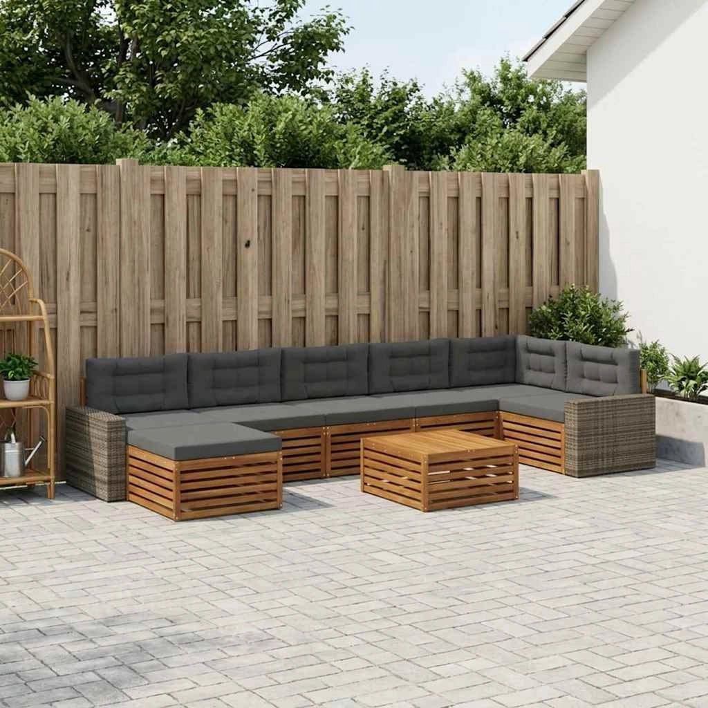 Set di divani da esterno 8 pz Naturale e Antracite 3383670