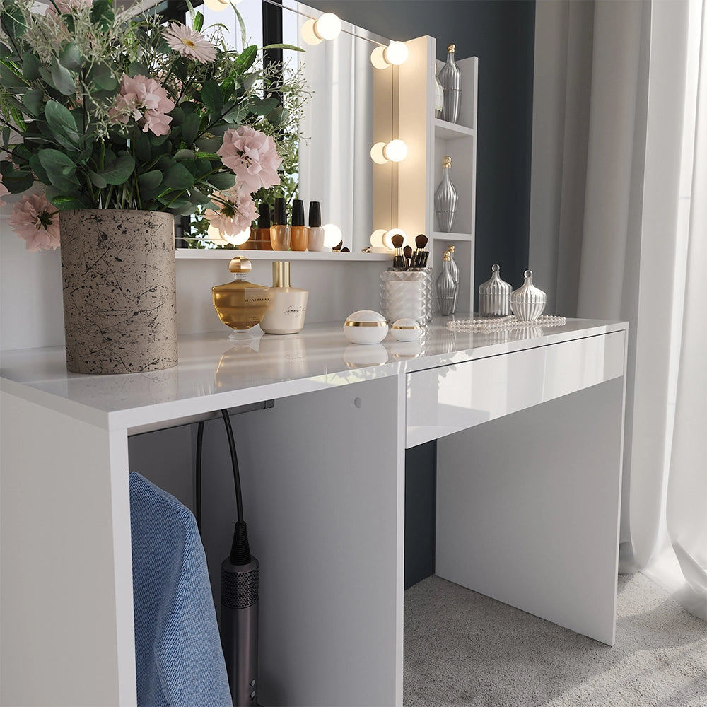 Vicco Tavolo da toeletta Bianco/bianco lucido 119.8 cm 4 parti