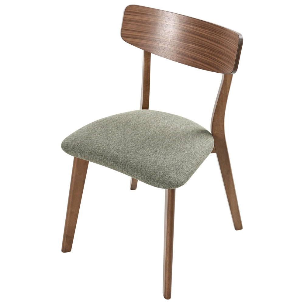 Set di 2 sedie da pranzo Struttura in legno di caucciù marrone scuro Seduta in tessuto verde Design retrò senza braccioli