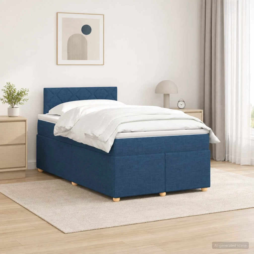 Letto box spring con materasso Blu 120 x 190 cm Tessuto 3452386
