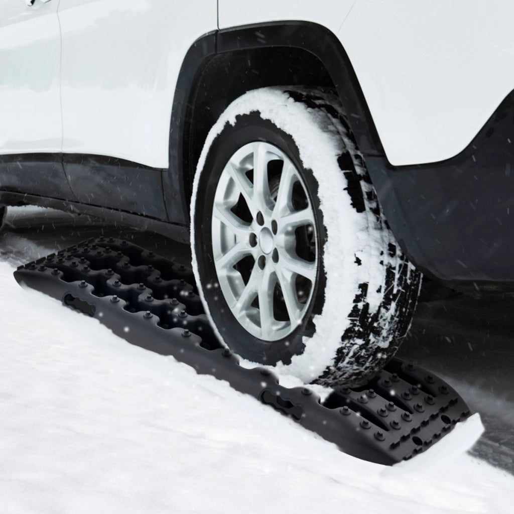 2 Tavole di recupero per fuoristrada, Piastre di trazione per liberare veicoli da neve sabbia 107x31x7cm Nero-Accessori per veicoli