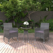 Set da Pranzo per Giardino 3 pz in Polyrattan Grigio 3058459