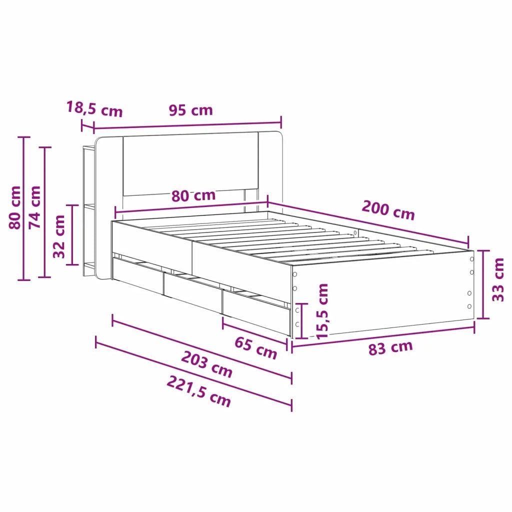 Struttura del letto con stoccaggio e testata Legno antico 3433915