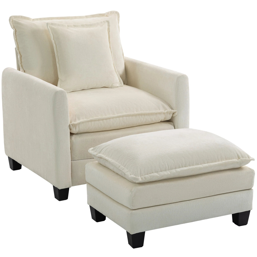 Poltrona con poggiapiedi ¨C zephmum ¨C crema 85x128x86