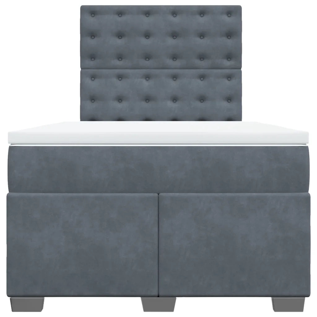 Giroletto a Molle con Materasso Grigio Scuro 120x190 cm Velluto
