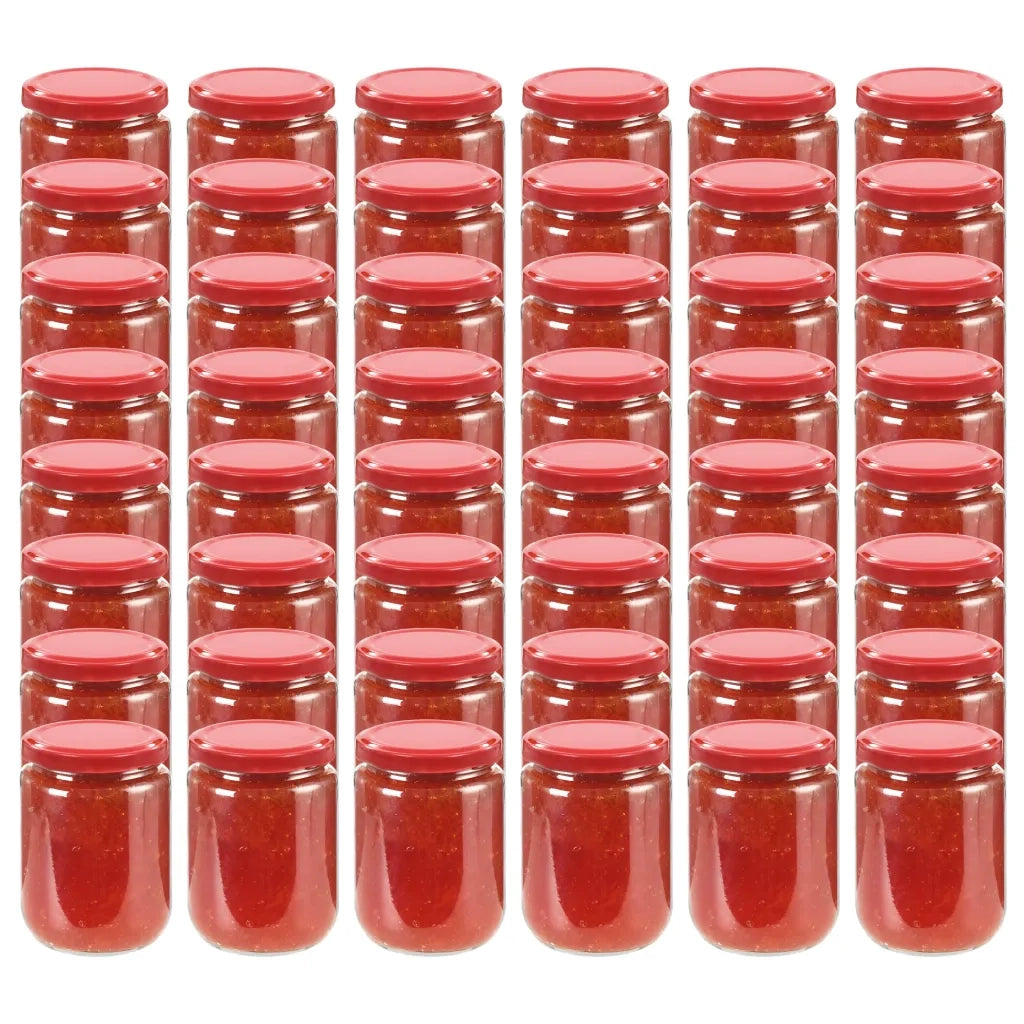 Vasi per Marmellata in Vetro Coperchio Rosso 48 pz 230 ml CFW5716979