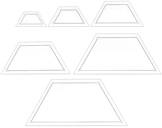 Set di stencil per cucito 6 pezzi - Righello a metà - Linea rettilinea in acrilico - Per patchwork - Taglio di modelli - Creazione di coperte DIY - Strumenti per cucito
