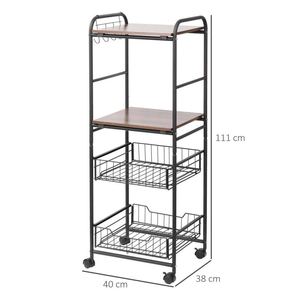 Tavolino multistrato con ruote ¨C zephmum ¨C 40x38x111 cm noce