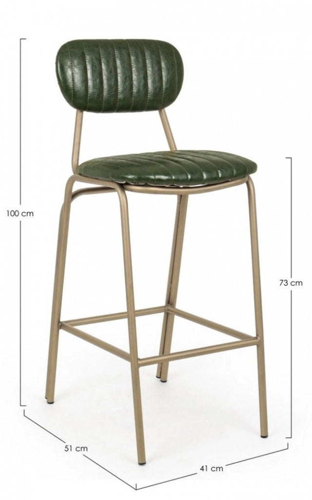 Sgabello Bar Addy Verde Scuro Imbottito in Similpelle