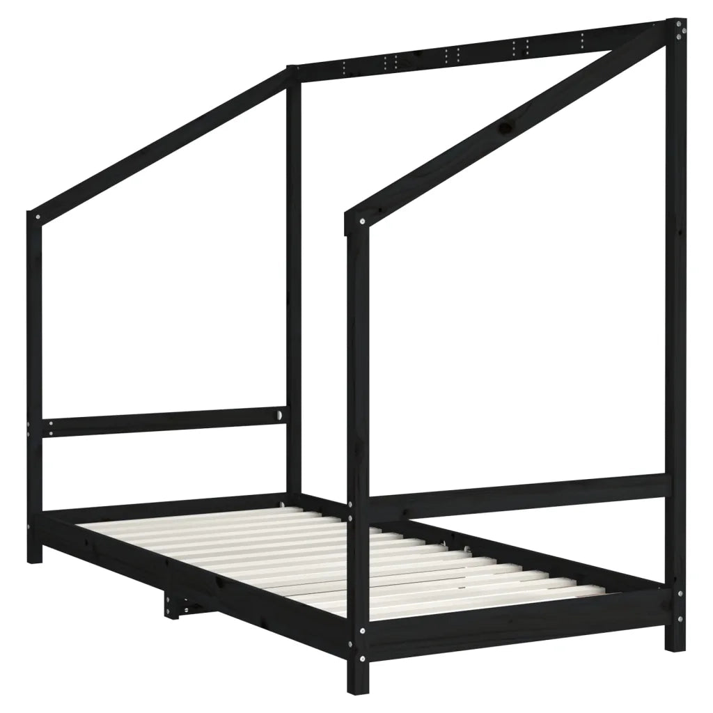 Giroletto per Bambini Nero 2x(90x190) cm Legno Massello di Pino 3200600